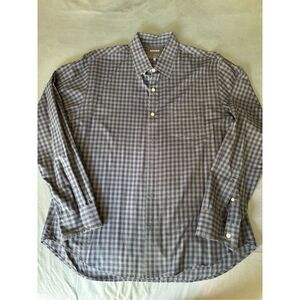 Bonobos Men's Blue Plaid Cotton Collared Long-Sleeves Button-Down Shirt Size XL